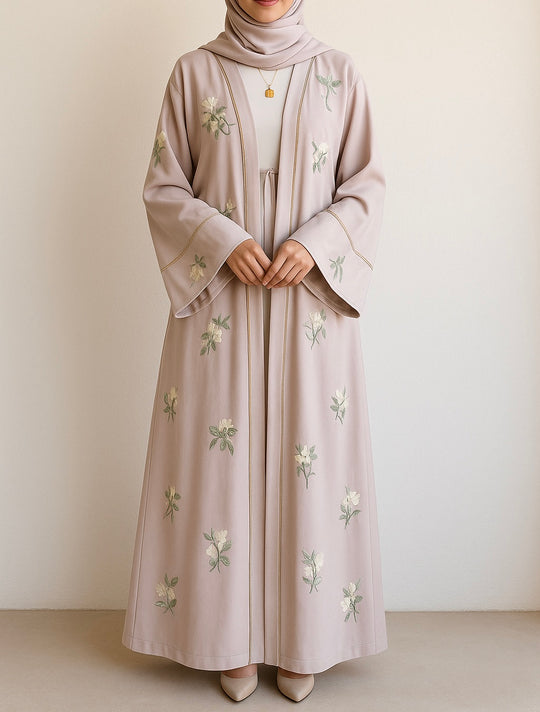 Embroidered Bloom Abaya Set – Inner & Gown