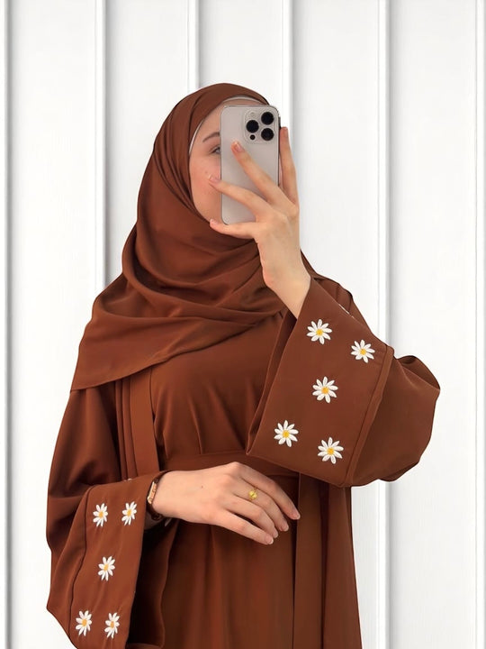 Flared Daisy Embroidered Gown Set