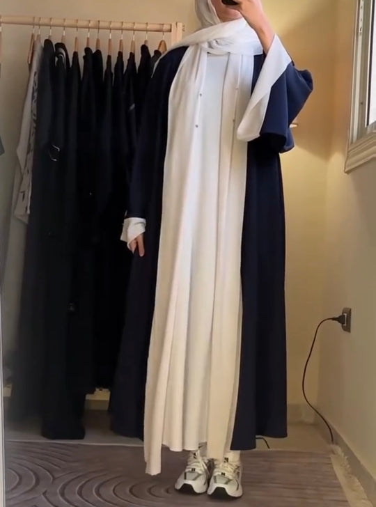 Two-Tone Double Georgette Abaya with Attached Inner