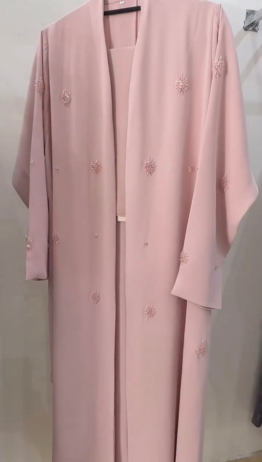 Blush Pink Embellished Double Georgette Gown with Inner