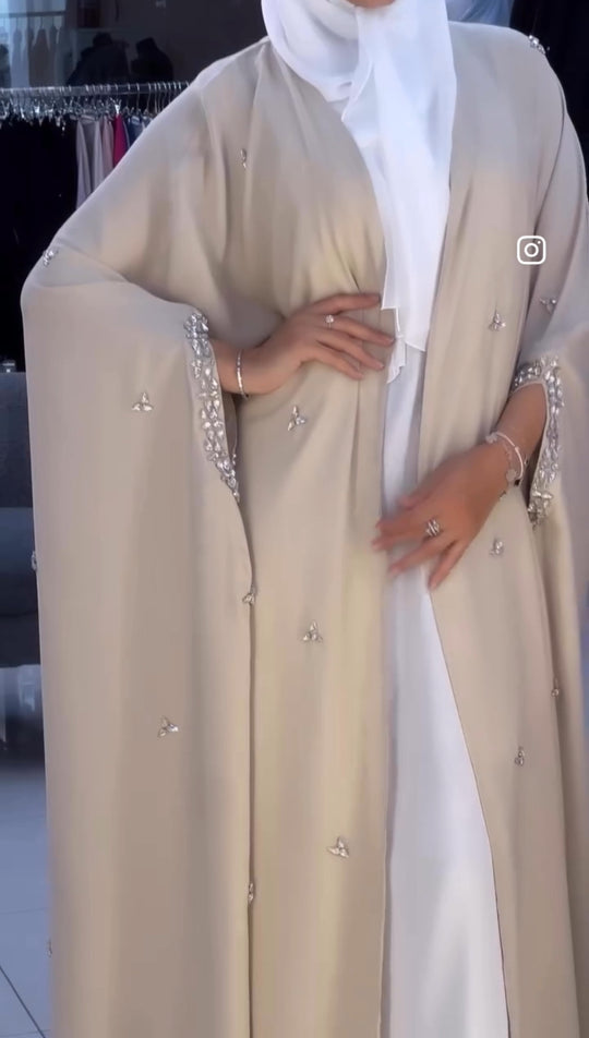 Elegant Embellished Abaya in Double Georgette