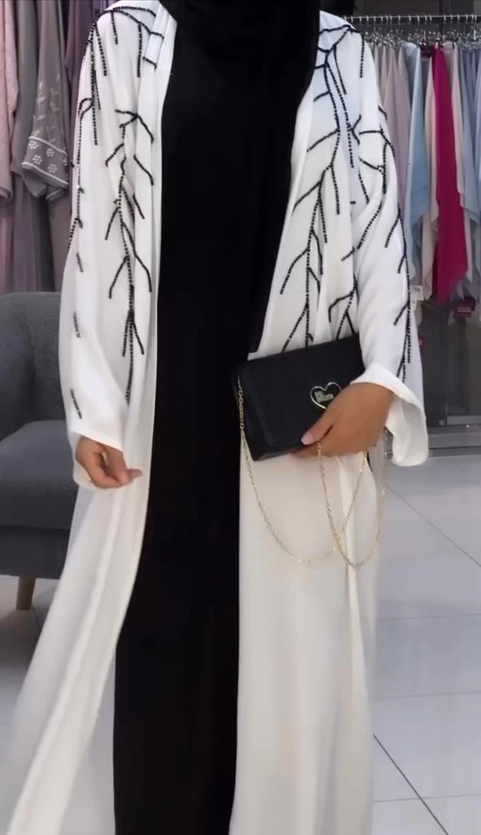 Elegant Double Georgette Abaya with Beaded Detailing