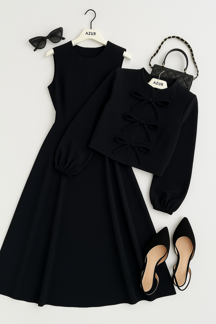 Bow Detail Maxi & Jacket Set