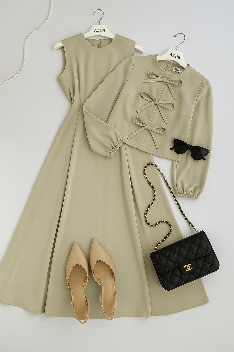 Bow Detail Maxi & Jacket Set