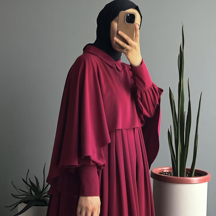 Layered Cape & Inner Dress Set – Double Georgette