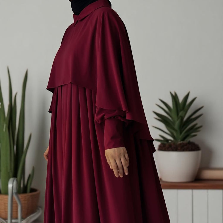 Layered Cape & Inner Dress Set – Double Georgette