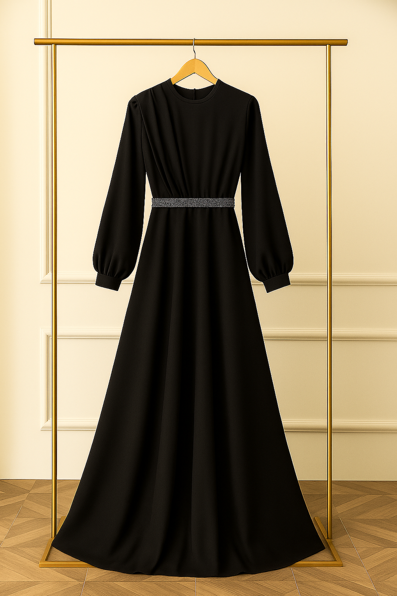 Luxurious White Silk Gown with Elegant Embroidery – Perfect for Formal Occasions