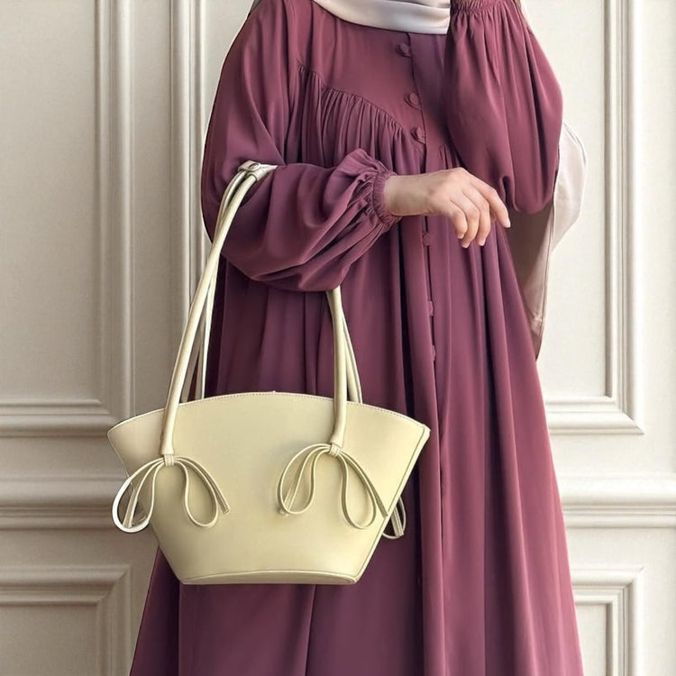 Pleated Button-Down Abaya – Double Georgette