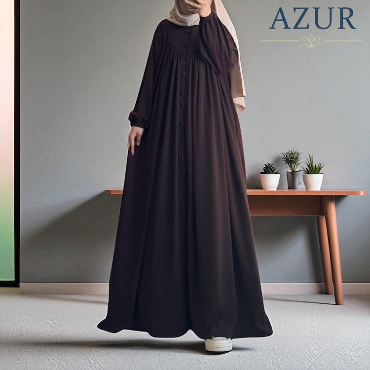 Pleated Button-Down Abaya – Double Georgette