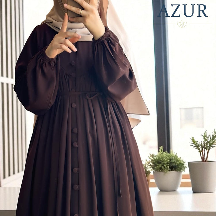 Pleated Button-Down Abaya – Double Georgette