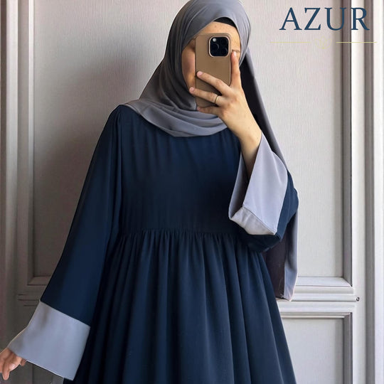 Two-Tone Flared Double Georgette Abaya