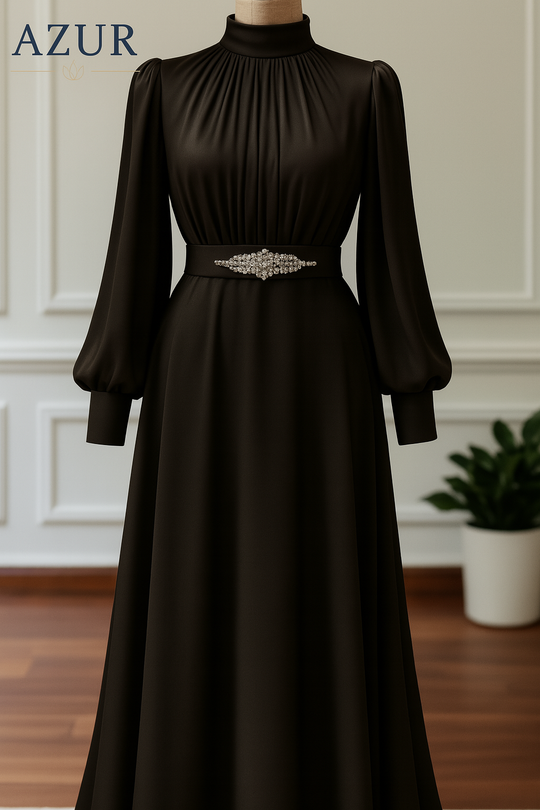 Midnight Silk Elegance Gown
