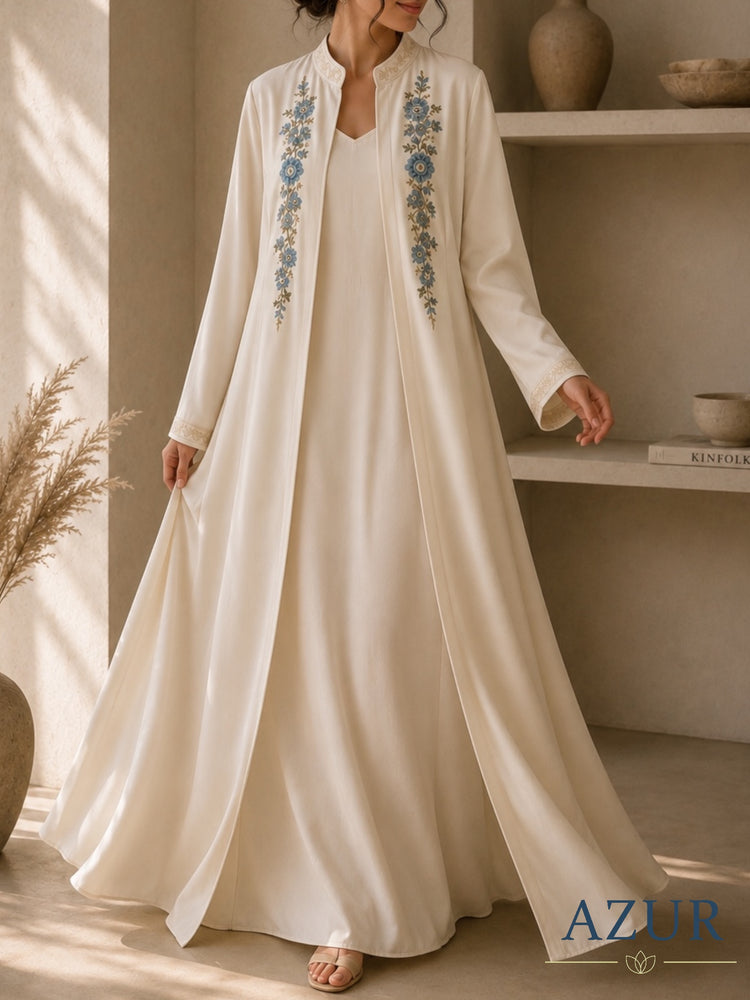Mist Blue Floral Abaya