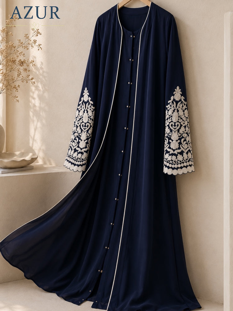 Midnight Bloom Embroidered Abaya