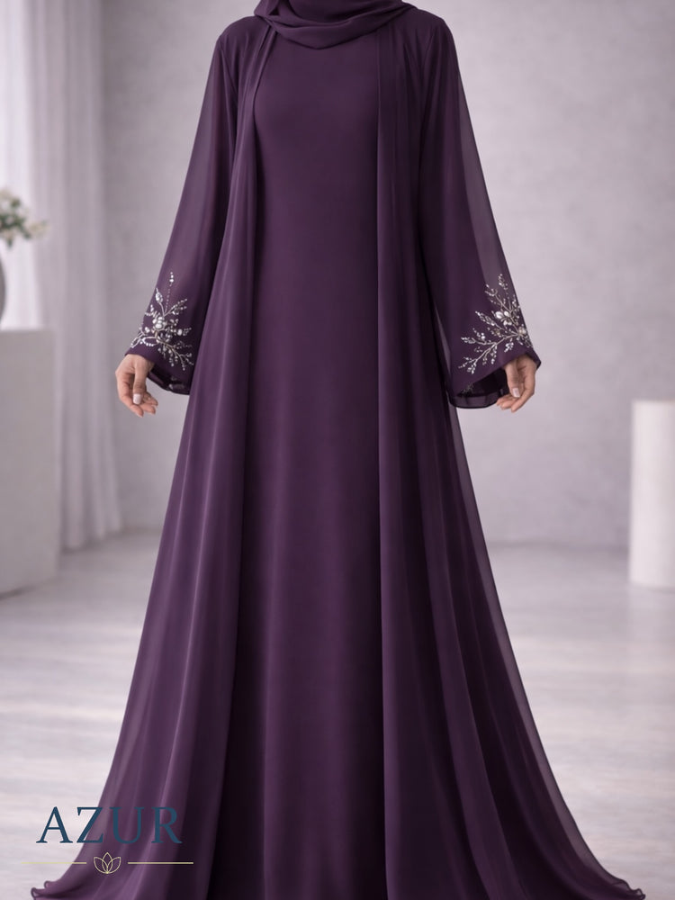 Embroidered Sleeve Inner & Gown Abaya Set