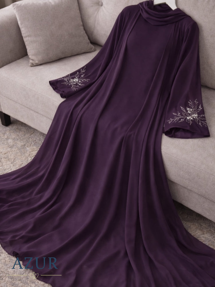 Embroidered Sleeve Inner & Gown Abaya Set