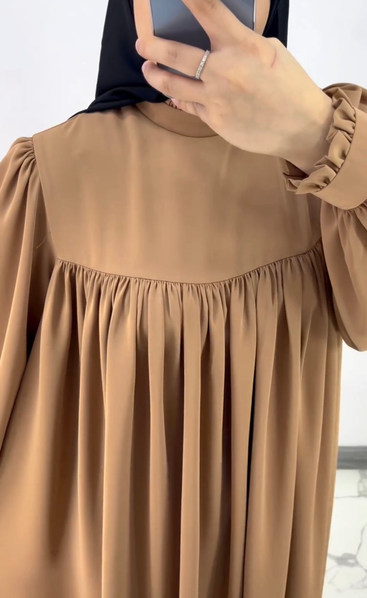 Elegant Gathered Sleeve Abaya
