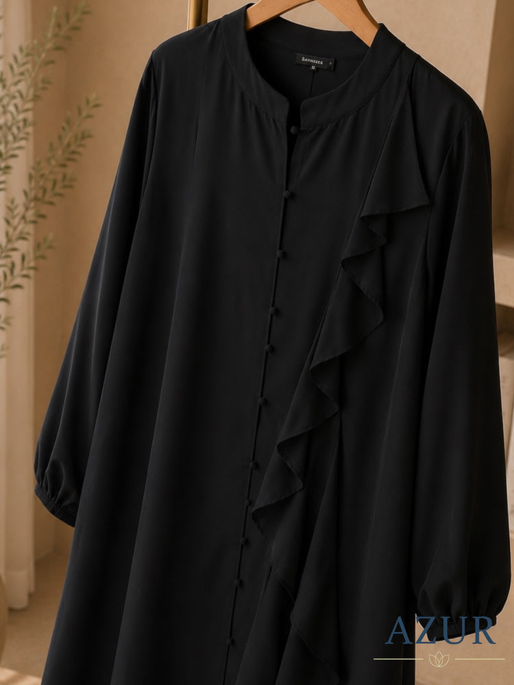 Midnight Cascade Ruffle Abaya
