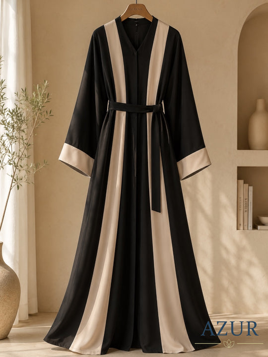 Noir Contrast Panel Abaya