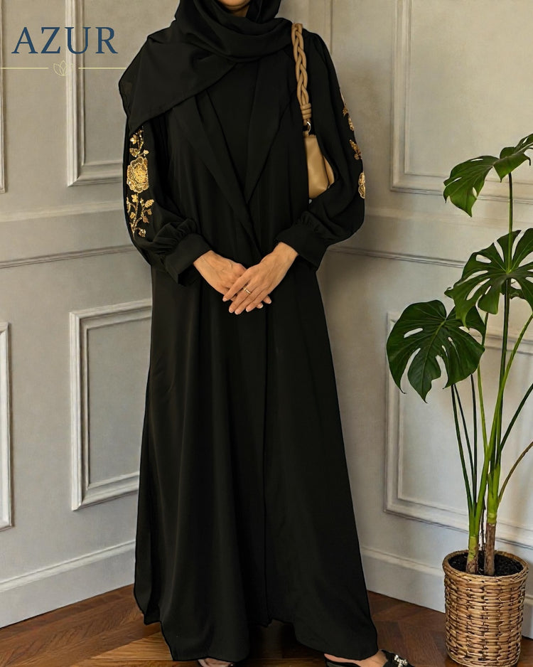 Black Embroidered Abaya Set