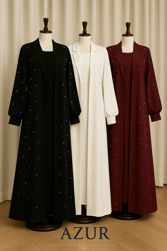 Embellished Pearl Abaya Set