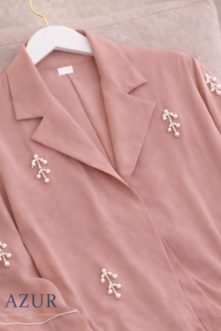 Pearl Branch Embellished Abaya – Double Georgette