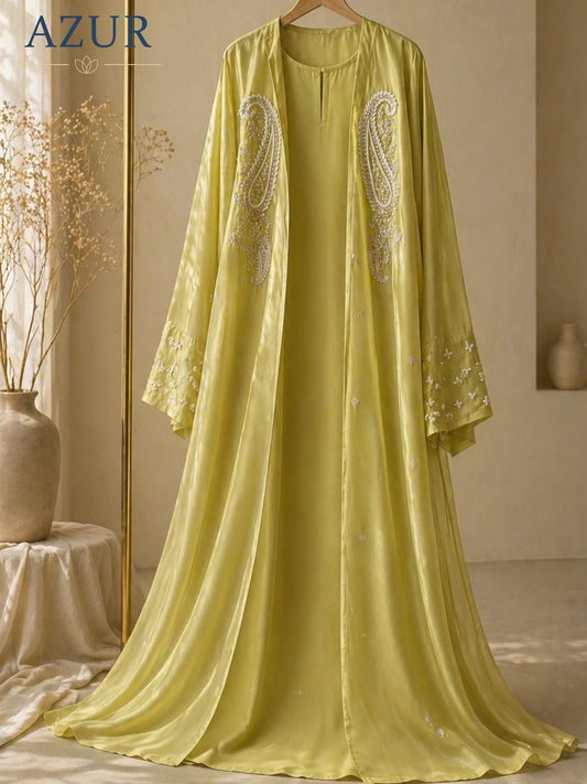 Noor Paisley Embroidered Abaya Set