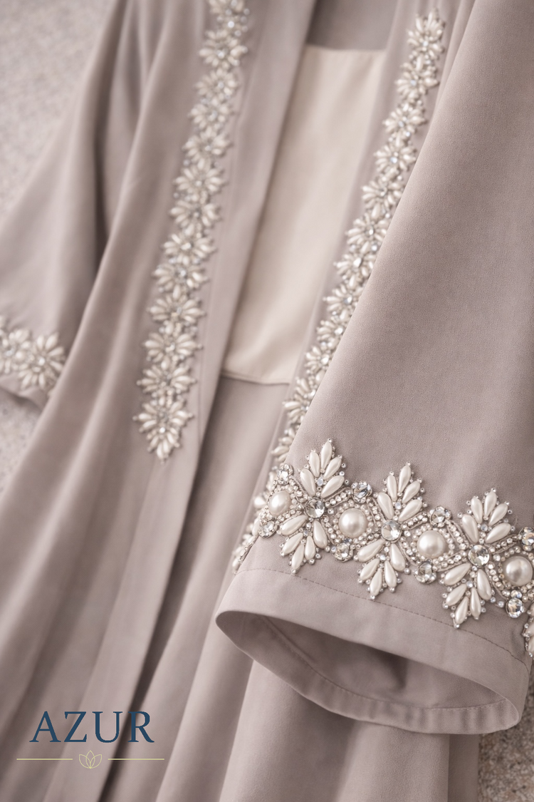 Pearl & Crystal Embroidered Abaya