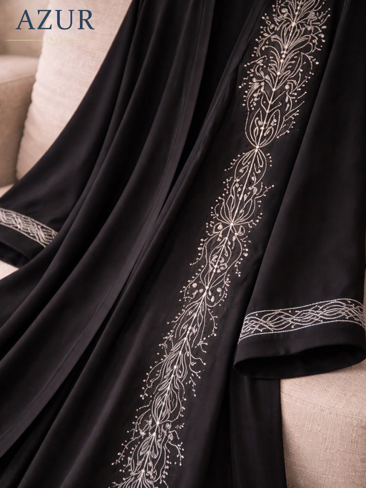 Midnight Ivory Embroidered Abaya Set