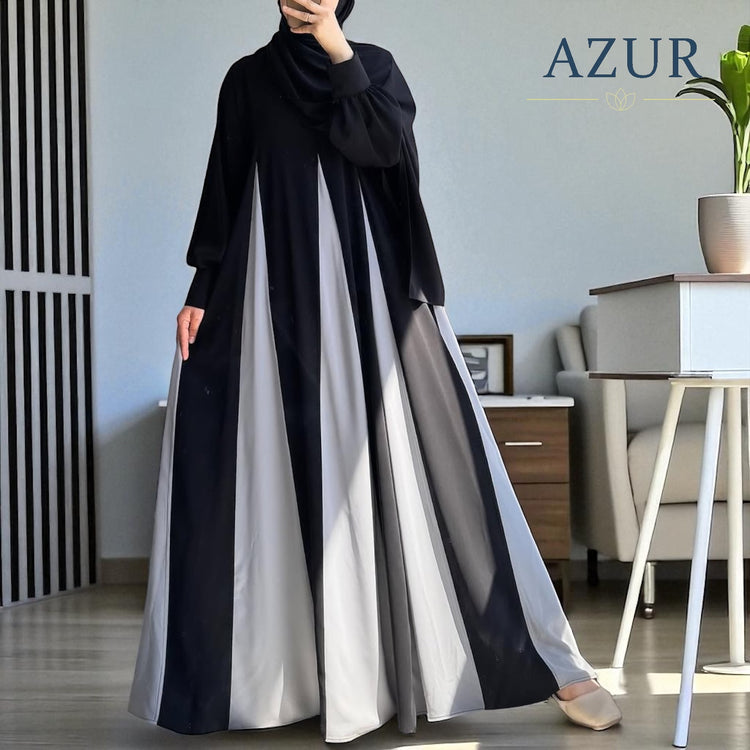Monochrome Pleated Abaya – Double Georgette