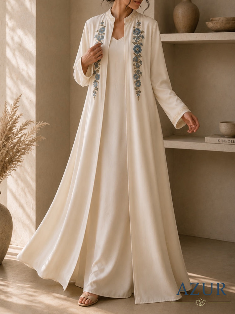 Mist Blue Floral Abaya