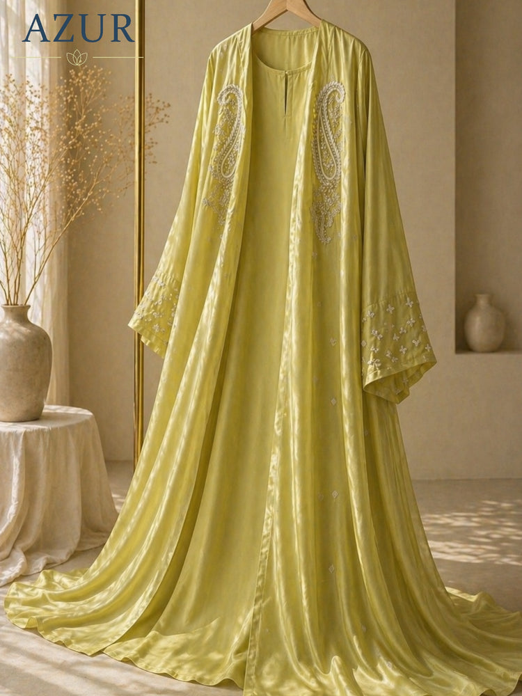 Noor Paisley Embroidered Abaya Set