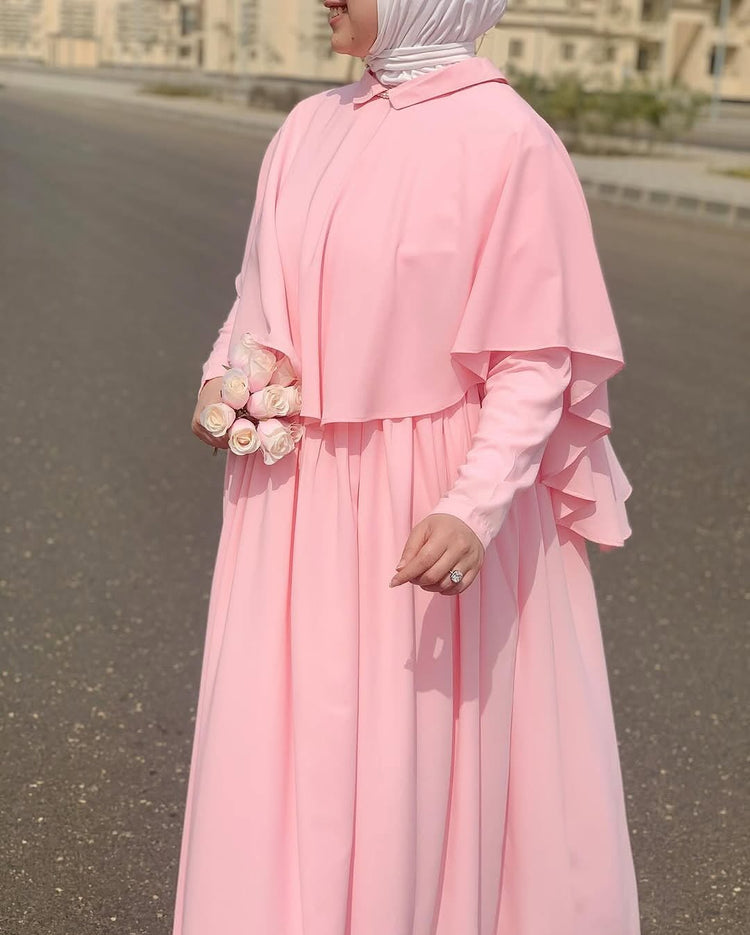 Graceful Layered Cape Abaya – Double Georgette