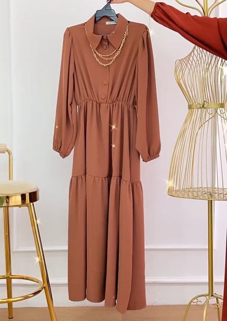 Elegant Tiered Maxi Dress – Double Georgette