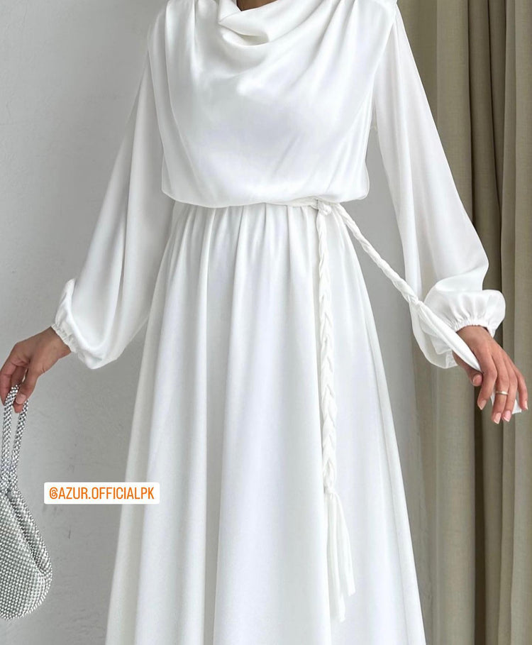 Elegant Drape Neck Double Georgette Dress