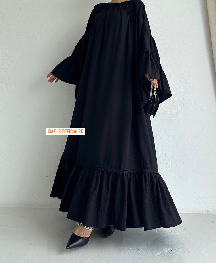 Ruffle Sleeve Linen Maxi Dress