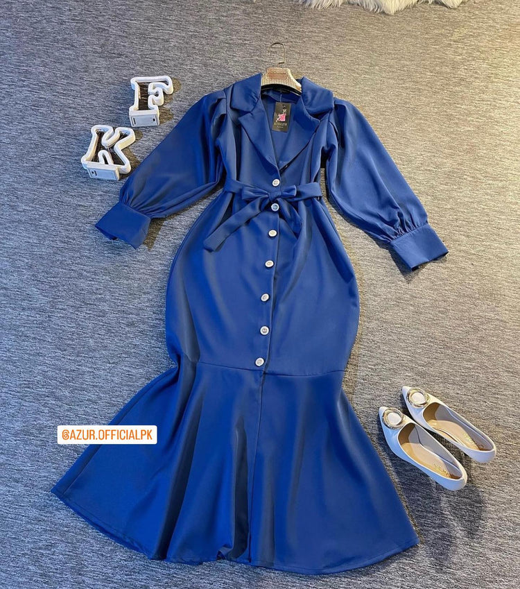 Elegant Button-Down Flared Dress