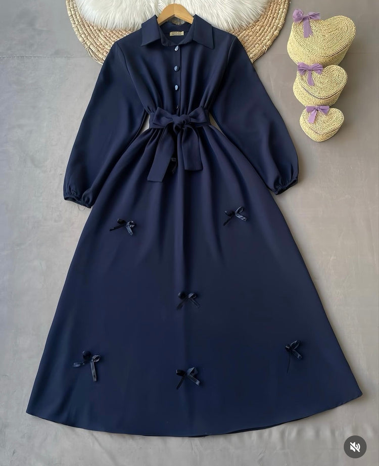 Elegant Bow-Tie Long Dress