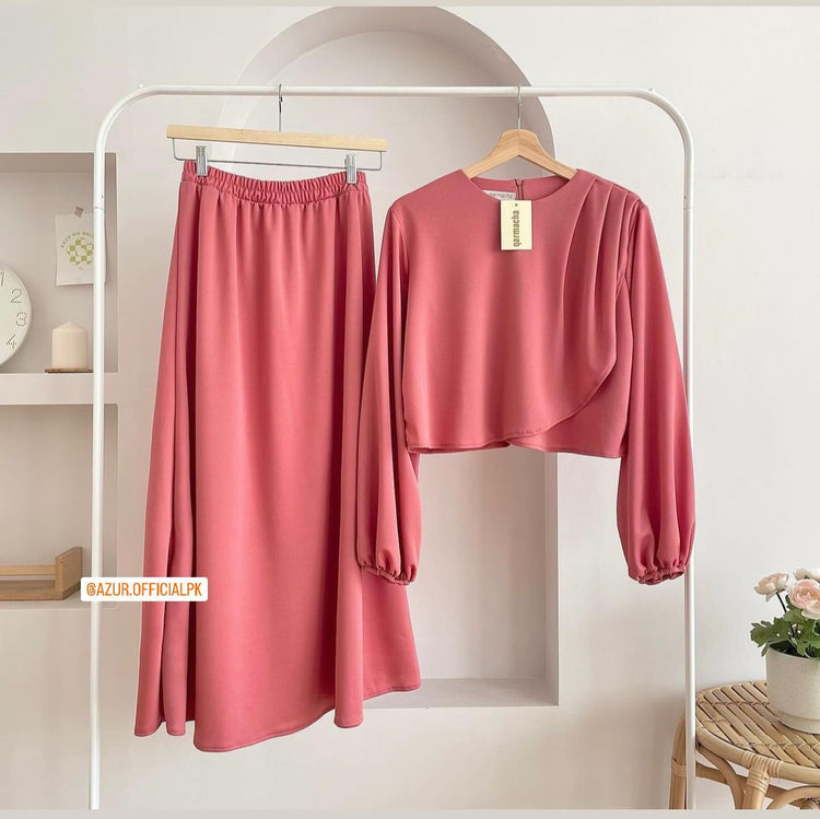 Elegant Overlap Double Georgette Co-ord Set