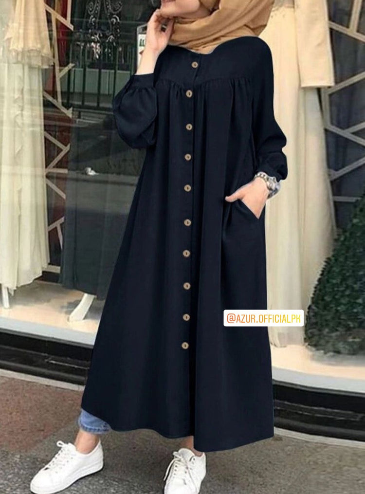 Sky Blue Button-Down Abaya