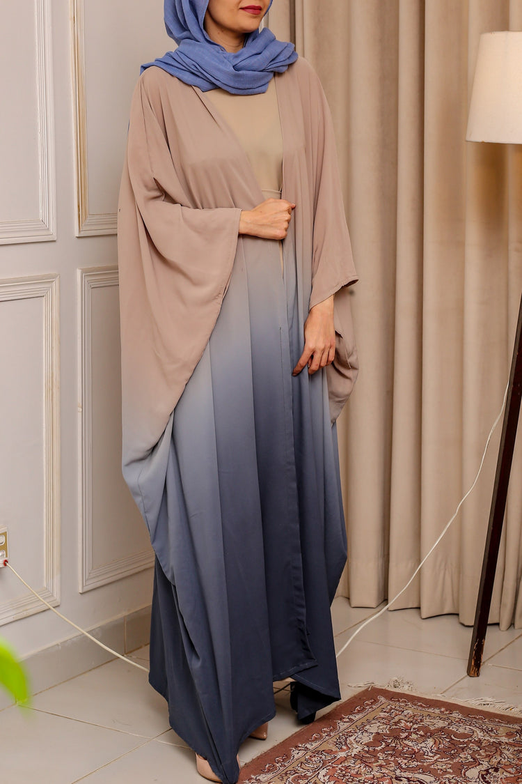 Ombre Elegance Georgette Dress with Cape