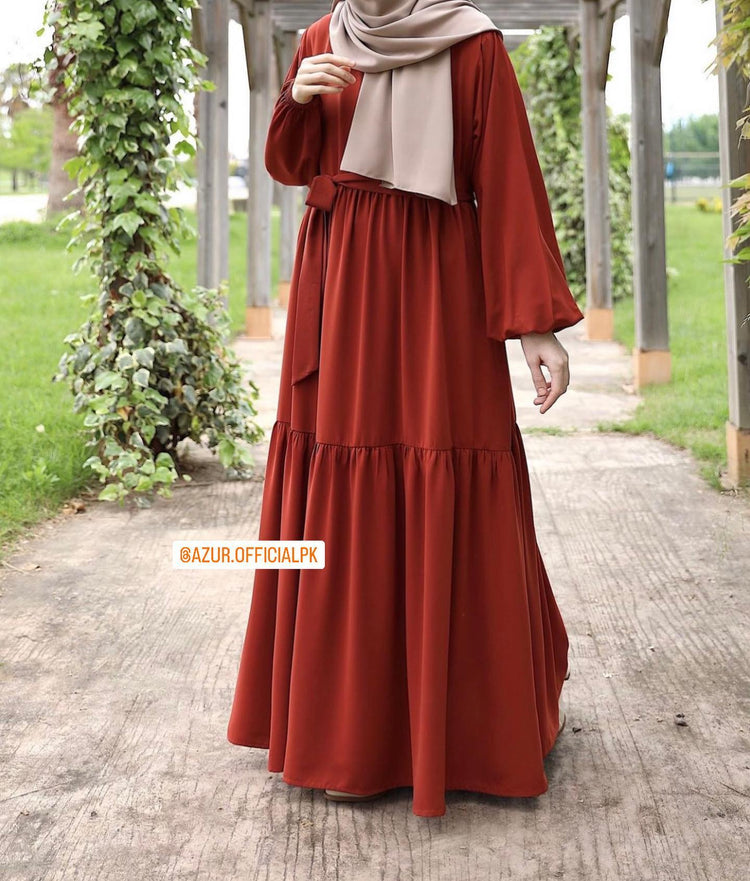 Tiered Double Georgette Abaya