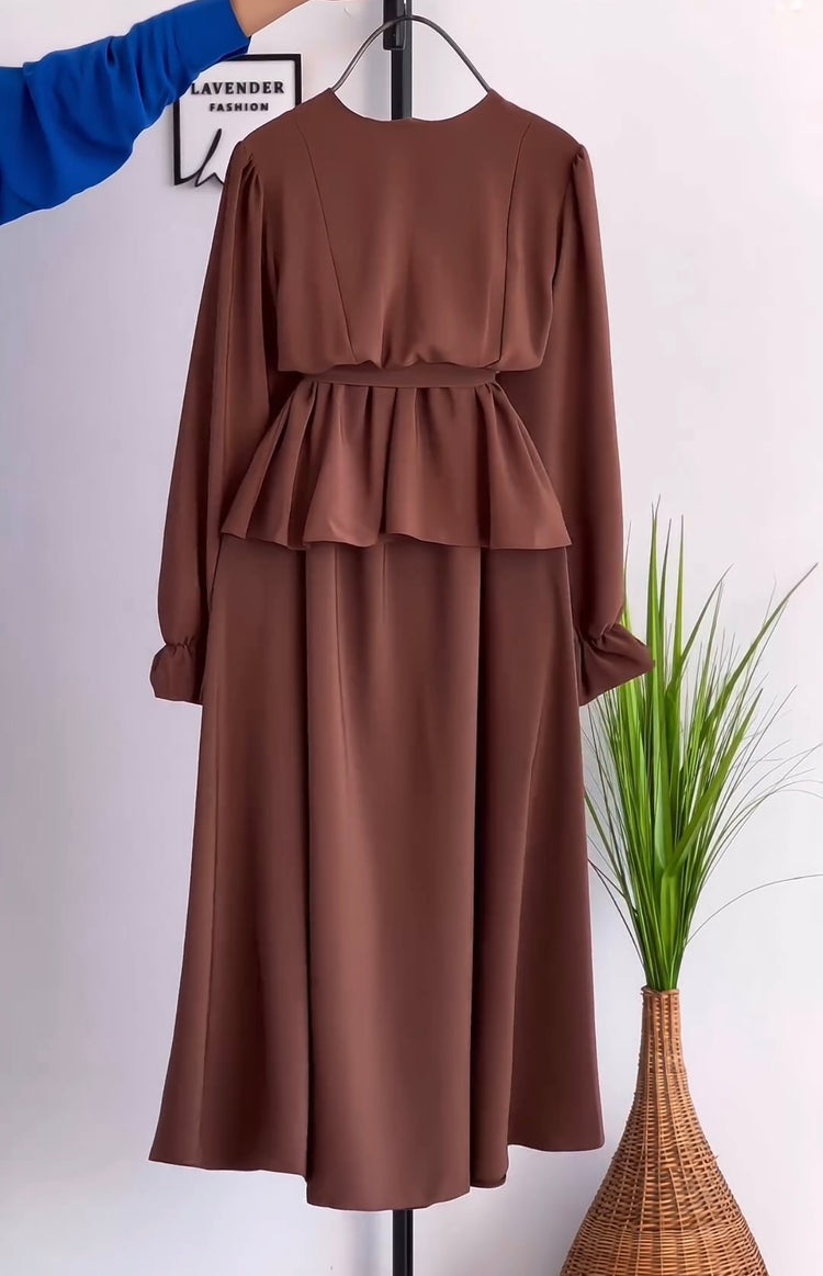 Double Georgette Peplum Shirt & Skirt Set
