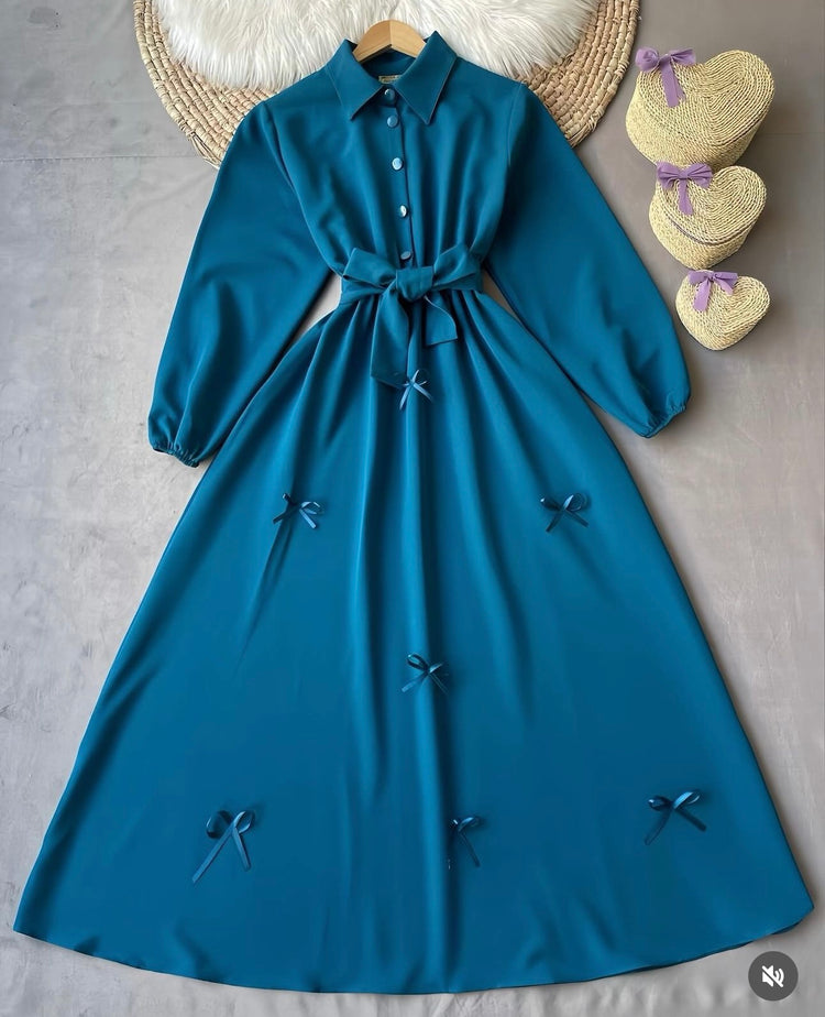 Elegant Bow-Tie Long Dress
