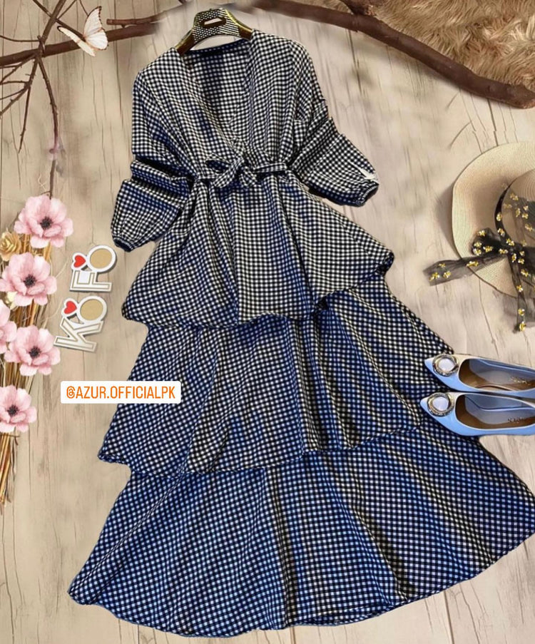 Gingham Tiered Cotton Maxi Dress