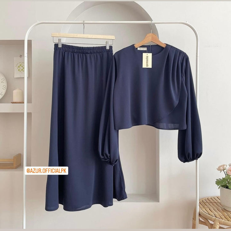 Elegant Overlap Double Georgette Co-ord Set