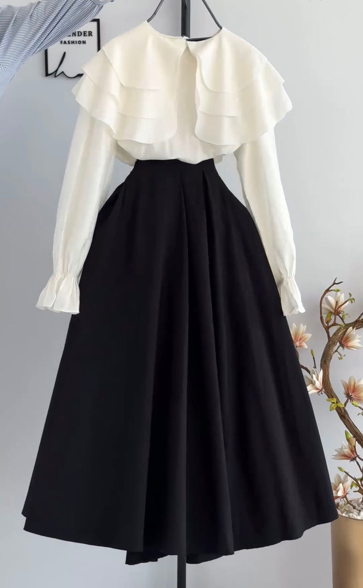 Layered Elegance Cotton Shirt & Skirt Set