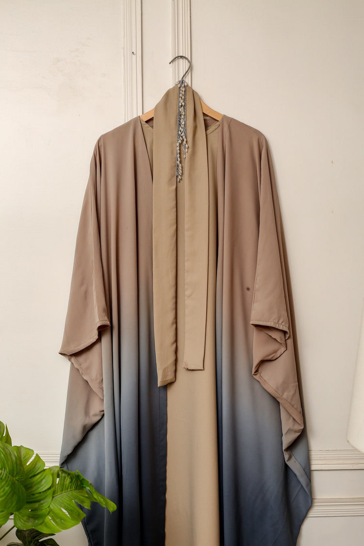 Ombre Elegance Georgette Dress with Cape
