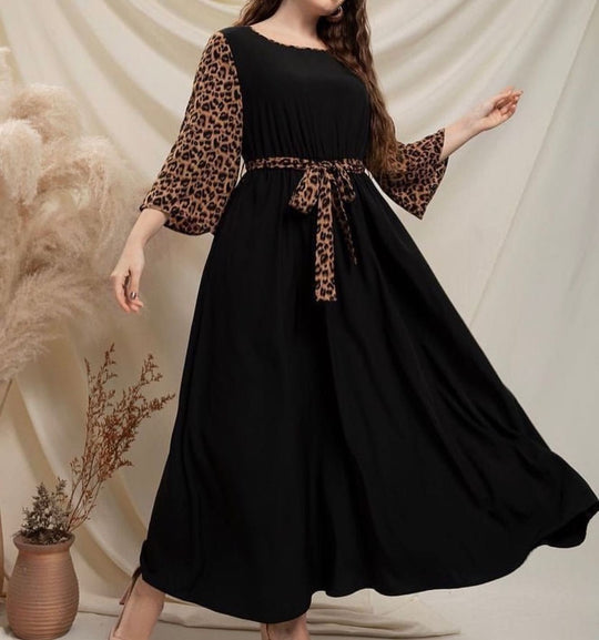 Leopard Accent Flowy Maxi Dress