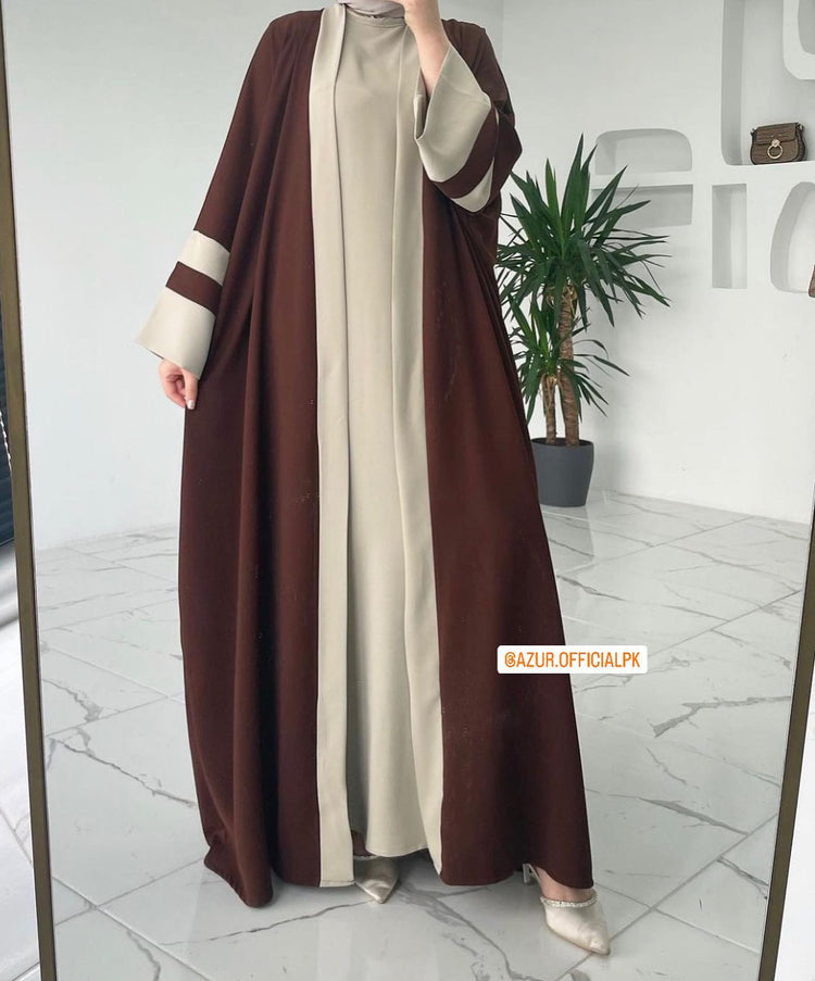 Elegant Two-Tone Abaya Set in Double Georgette